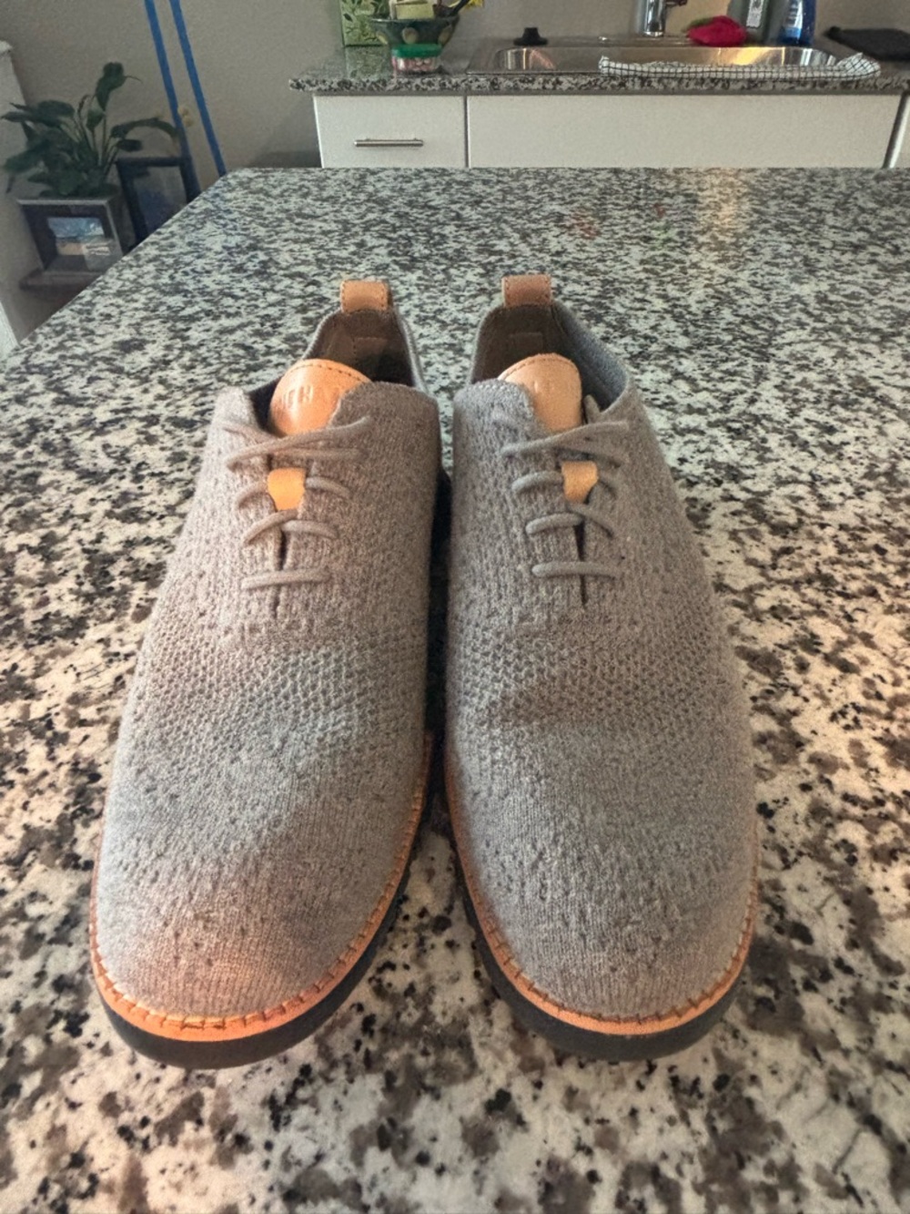 Men's Grey Wool Knit Casual Lace-Up Shoes - Comfortable Everyday Style